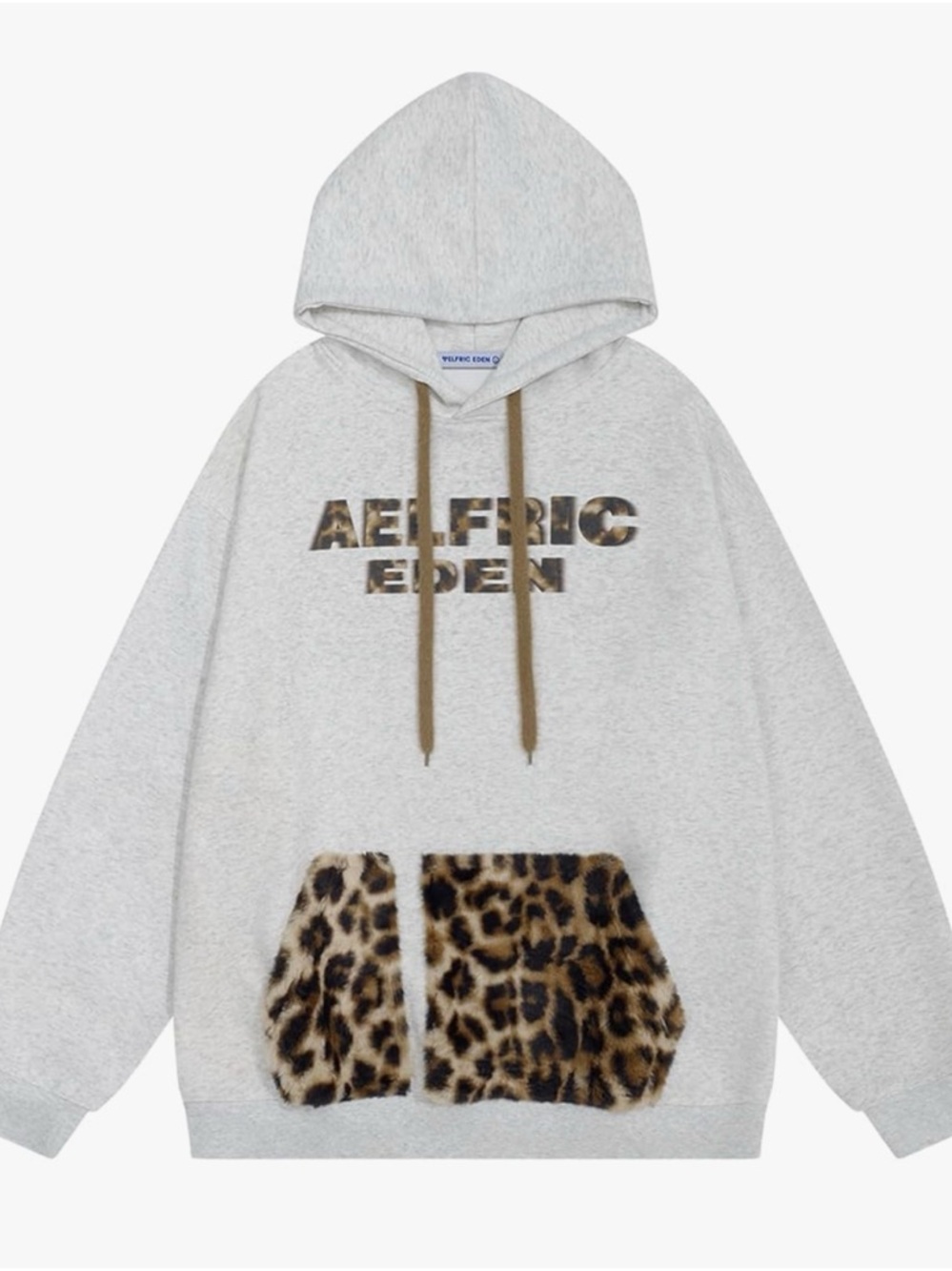 NEW Aelfric Eden Oversized Hoodie Leopard Letter Print Hoodie Y2k Size Large